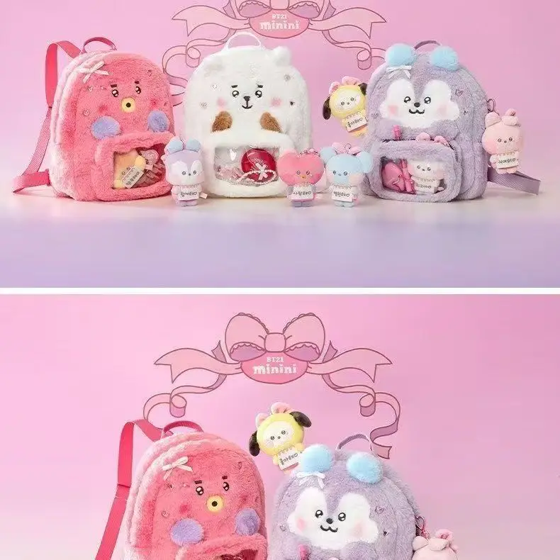 Travel Accessories Store - モデルBT21ミニニダブルショルダーバッグ、旅行用収納バックパック、韓国ポップカルチャーアクセサリー