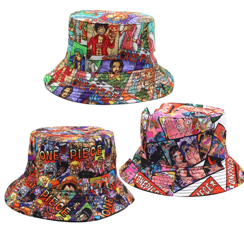 Travel Accessories Japan - かわいい漫画海賊プリントのバケットハット、カワイイアニメスタイルのレトロなバケットハット、日よけ折りたたみ式大人用旅行ギフト、卸売