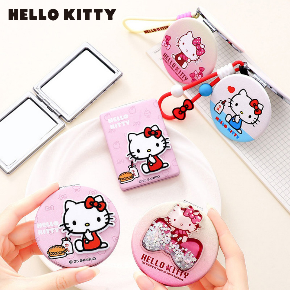 Travel Accessories Japan - 本物のサンリオハローキティ折りたたみ化粧鏡漫画 Kt レディトラベルポータブル双方向ミラーコンパクトホームパーソナルケアミラー