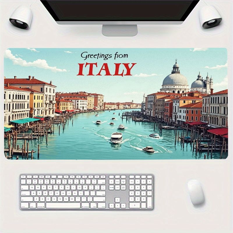 Travel Accessories Italy - ヴィンテージヴェネツィアマウスパッドアイアンアートデスクマット明るい色絶妙なイラスト挨拶イタリアテキスト旅行オフィスアクセサリー