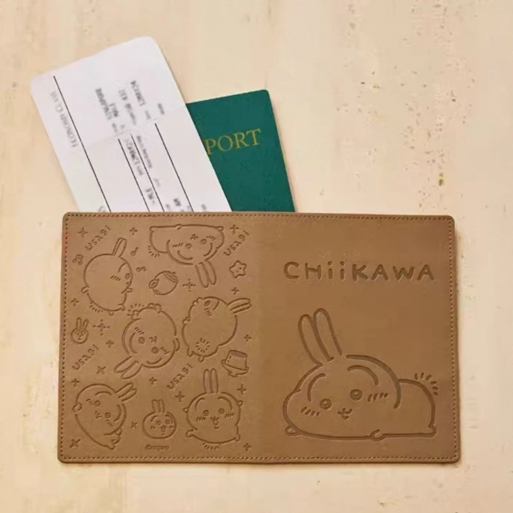Travel Accessories Japan - かわいい革製荷物タグ ゴールド刻印 キュートなちいかわうさぎハチワレ 新品 紛失防止 トラベルID