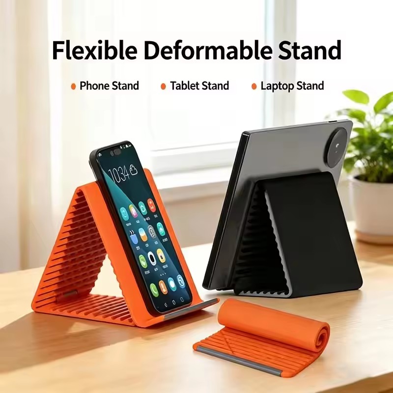 Travel Accessories Store - 怠惰な携帯電話スタンドシリコンデスクトップタブレットラップトップホルダークリエイティブフレキシブル折りたたみ式変形スタンドトラベルアクセサリー