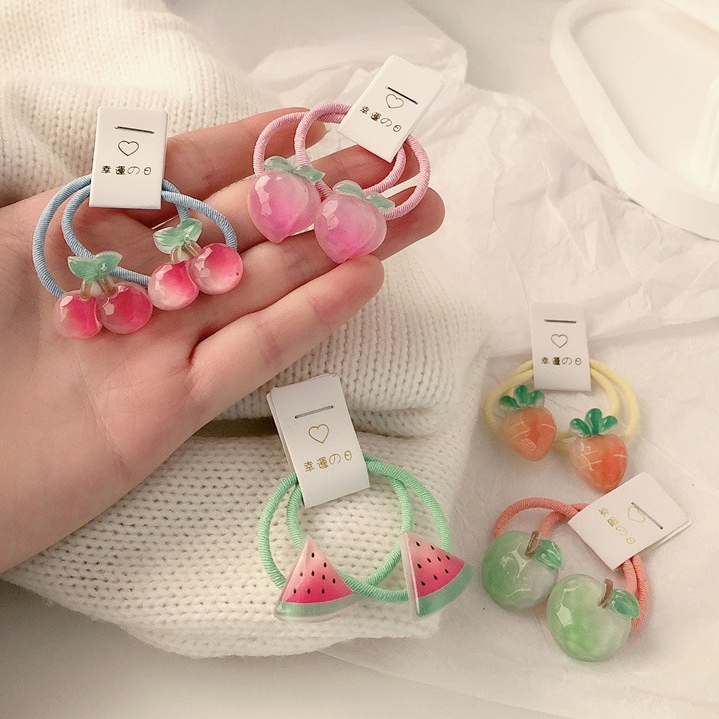 Travel Accessories Teens - キッズキャロットヘアタイ 5ペア 滑り止め弾性ヘアバンド 女の子用 ソフトフルーツヘアアクセサリー 幼児用