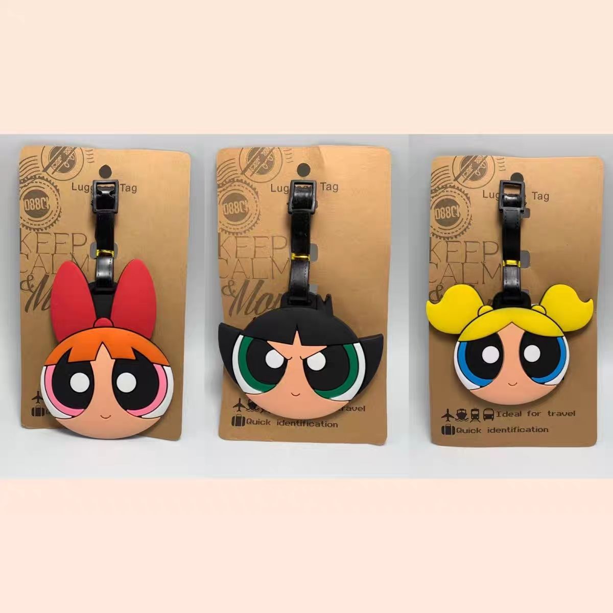 Travel Accessories Store - アニメパワーパフガールズバッグペンダントかわいい漫画風荷物タグキュートな荷物ペンダントDIYチェックイン紛失防止トラベルホリデーギフト