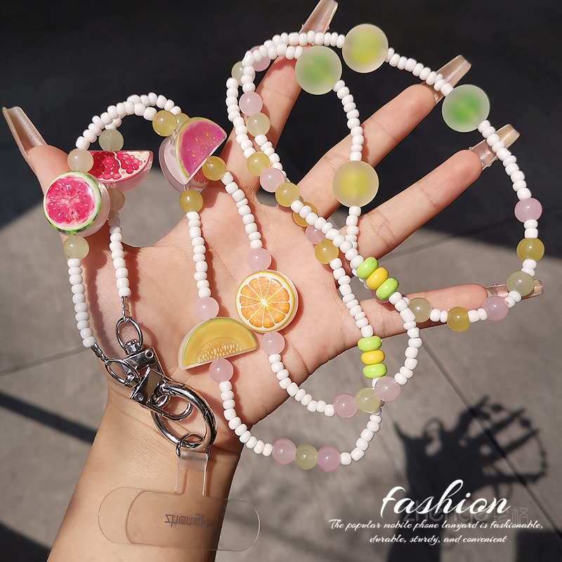 Travel Accessories High End - 携帯電話チェーン、女性用クロスボディフルーツスライスビーズチェーン、ニッチなハイエンド旅行用携帯電話吊り下げロープアクセサリー