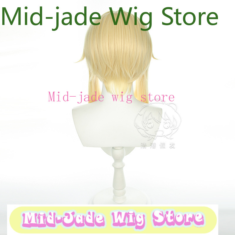 Travel Accessories Store - 原神ルミネコスプレウィッグライトブロンドショートボブヘア三つ編み付き女性旅行者ゲーム合成耐熱ウィッグ