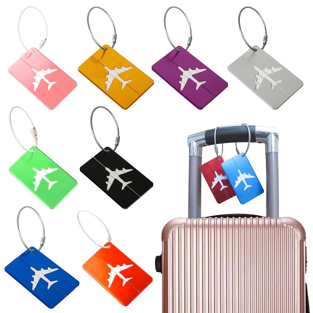 Travel Accessories On Plane - トラベルバッグ用の再利用可能なアルミニウム製ラゲッジタグ,収納用,食品用,旅行用,ロープ付き