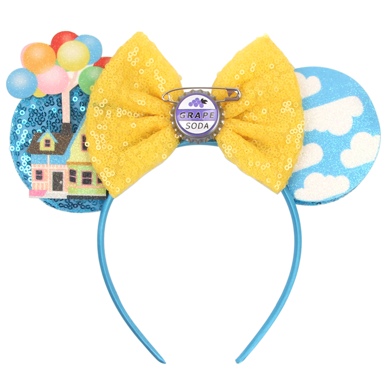 Travel Accessories Teens - ミッキーマウス UP 耳ヘアアクセサリー女性のためのフライングハウスバルーン旅行スパンコールヘアバンドガールヘッドバンド子供弓帽子