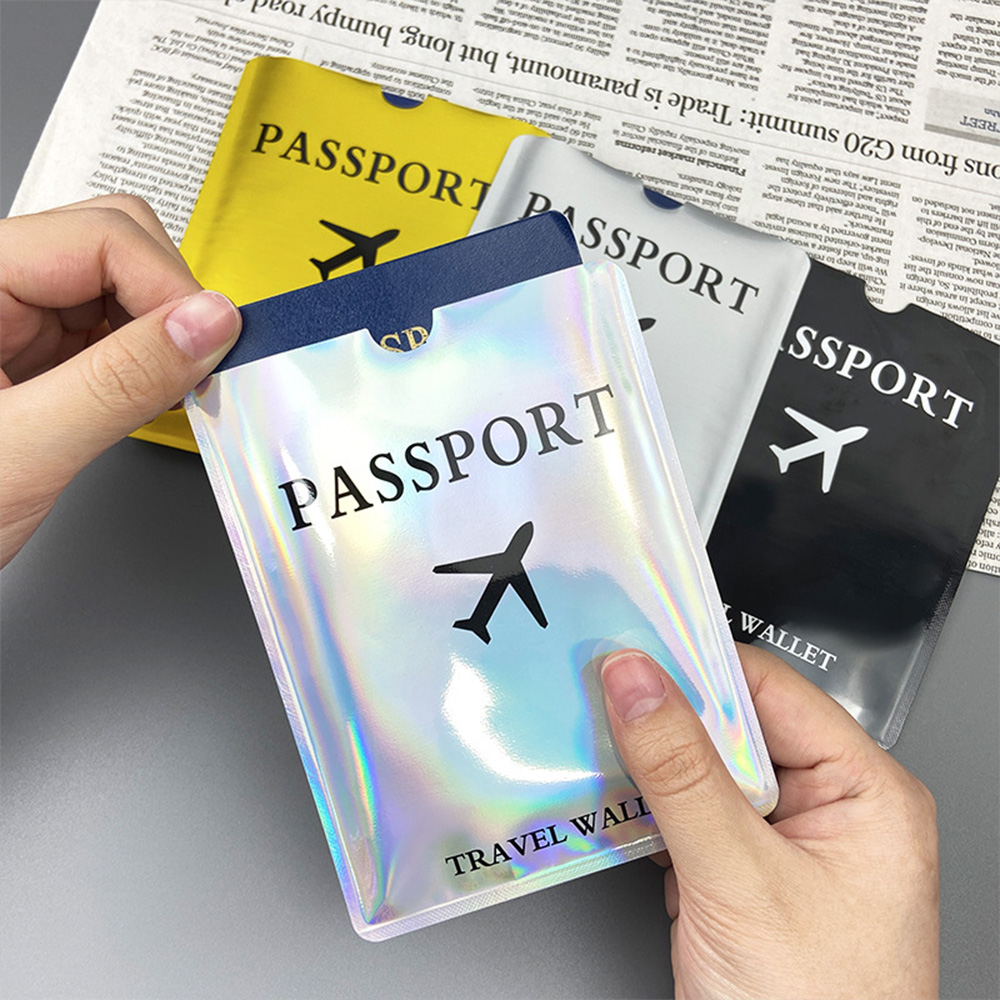 Travel Accessories On Plane - アルミホイルパスポート保護ケース、耐磁性および盗難防止ブラシ、レーザー航空機バージョンパスポートホルダー A-DH