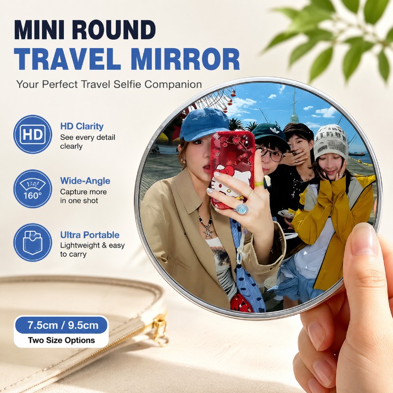 Travel Accessories Store - ポータブルラウンド凸面鏡ハンドヘルド広角撮影小道具手作り DIY 旅行写真アクセサリークリエイティブ屋外写真撮影