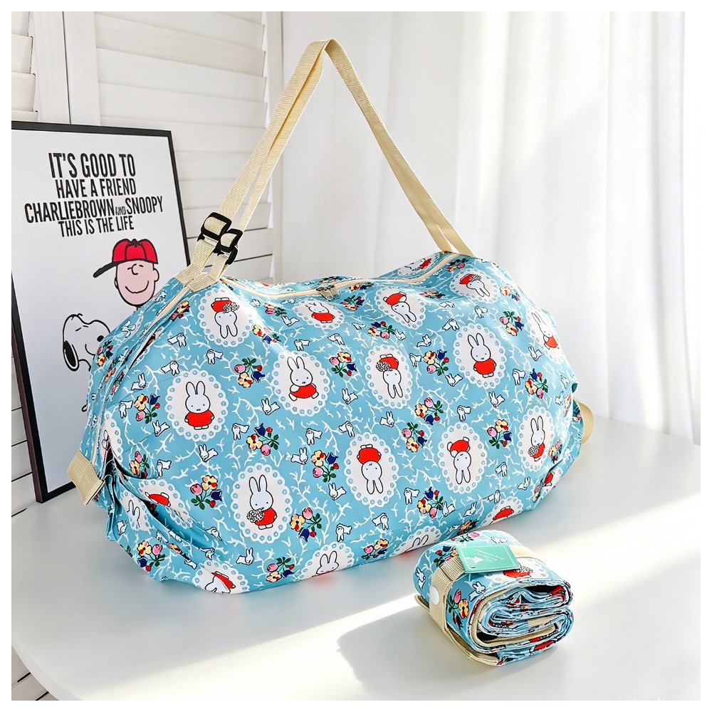 Travel Accessories Japan - かわいい折りたたみ式エコフレンドリーバッグ漫画柄大容量ショッピングポーチシングルダブルショルダートラベルバッグ毎日の屋外旅行用