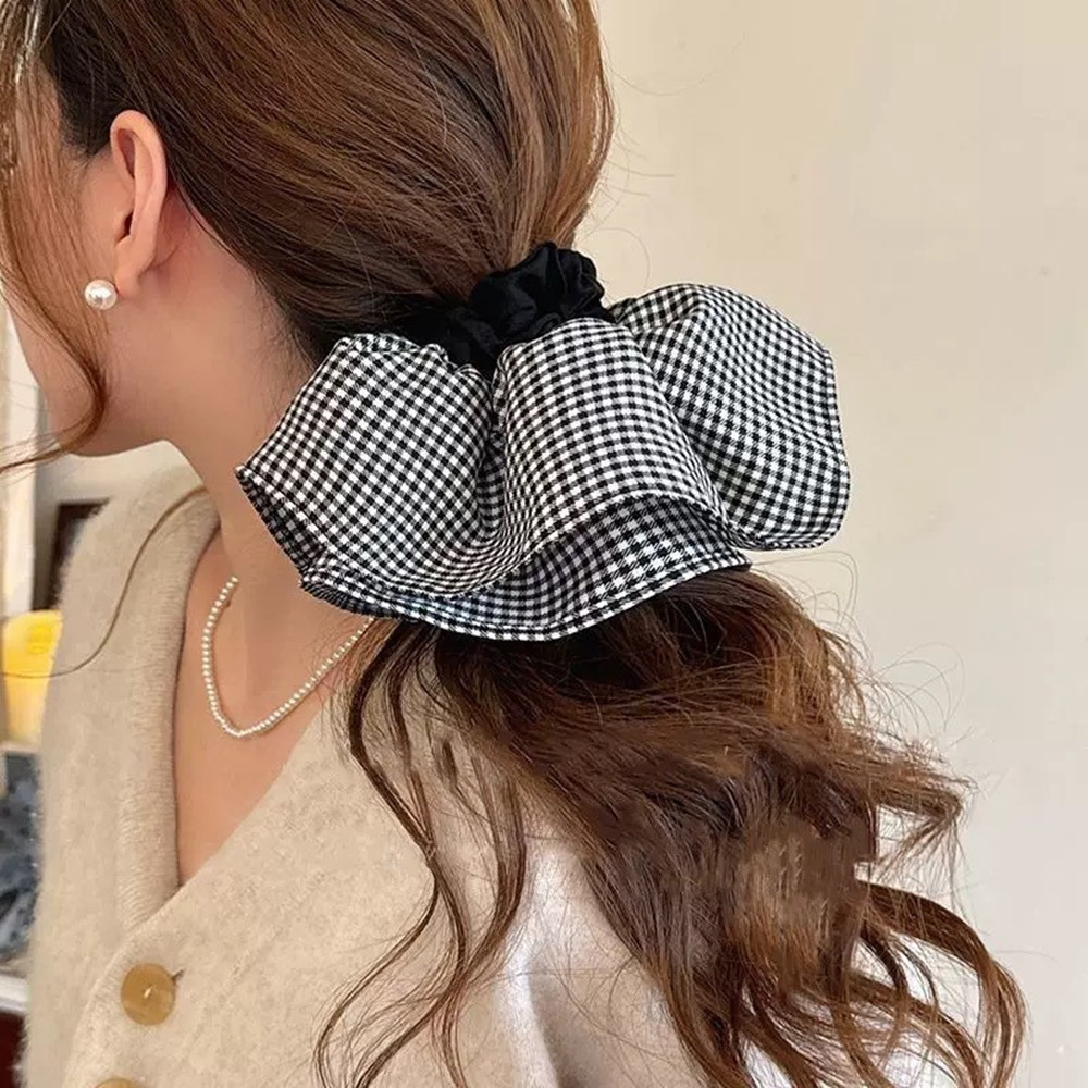 特大チェック柄ヘアネクタイ弾性バンド女性の新 2025 ハイ - Travel Accessories High End のレビューと価格