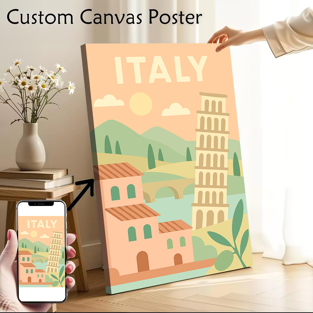 イタリア旅行キャンバスウォールアートポスターカスタマイズ可能 - Travel Accessories Italy のレビューと価格