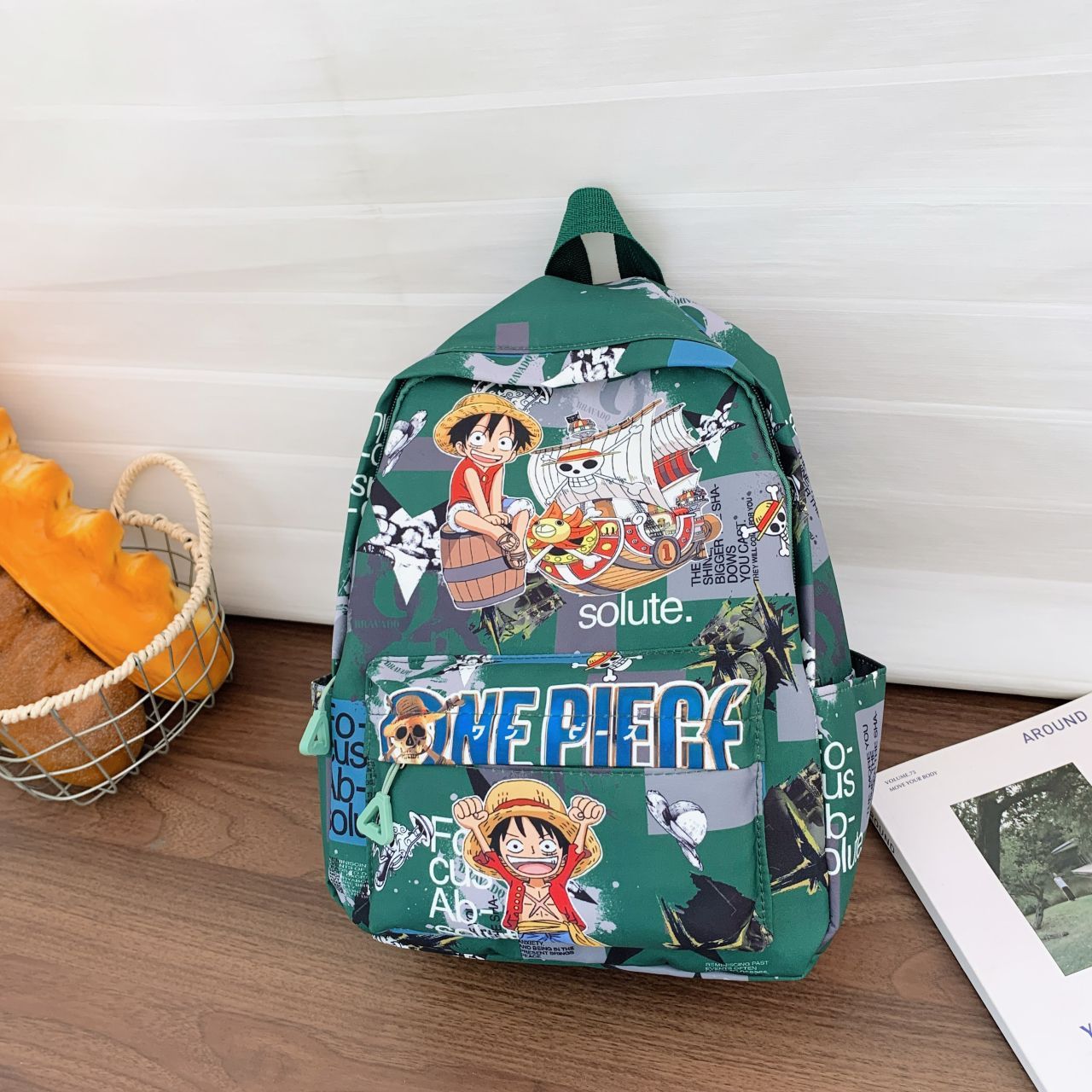 ワンピースパターンバックパックマルチポケット防水学生スクール - Travel Accessories As Gifts のレビューと価格