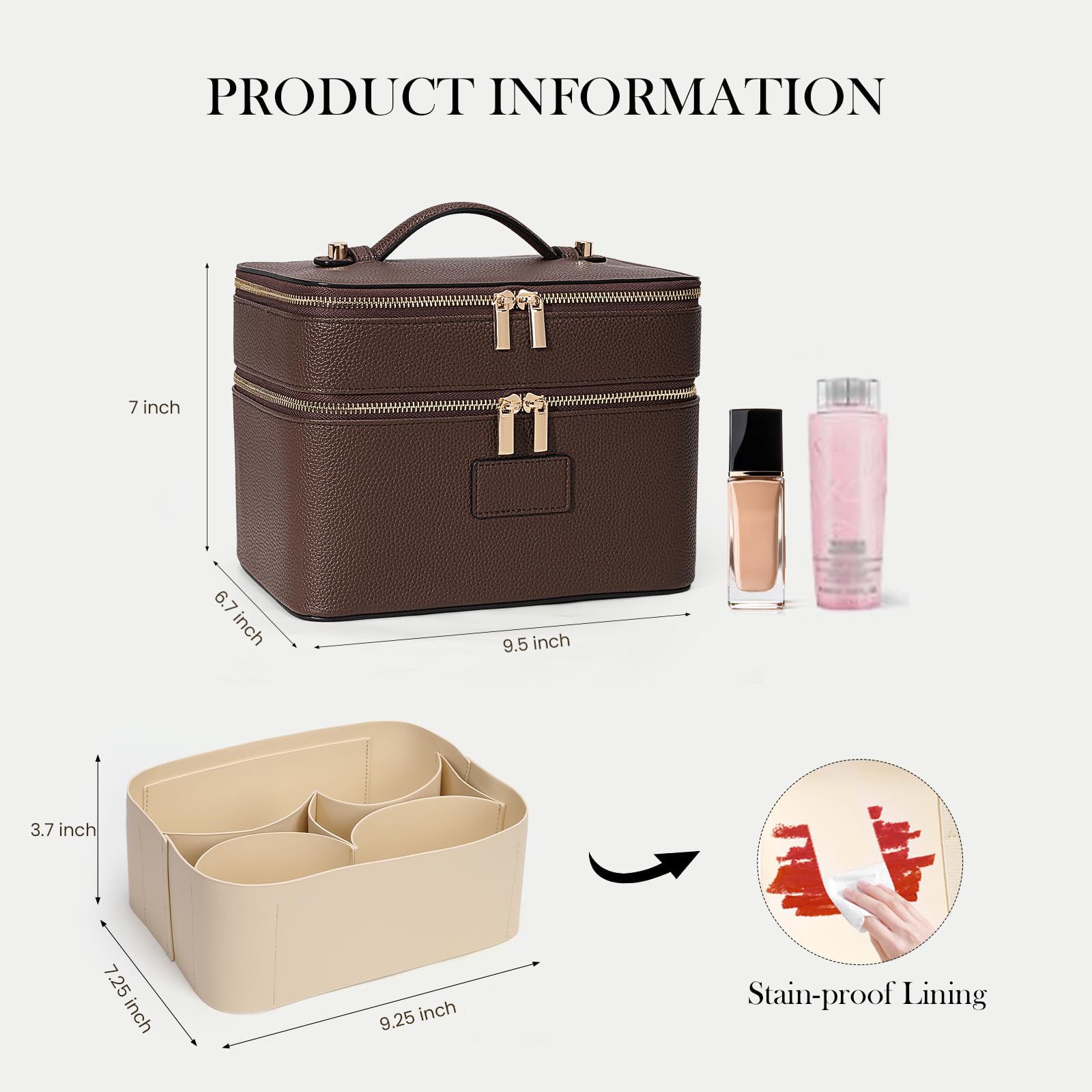 大容量二層式高級化粧ポーチ 旅行用トップハンドル付きポータブ - Travel Accessories Luxury のレビューと価格