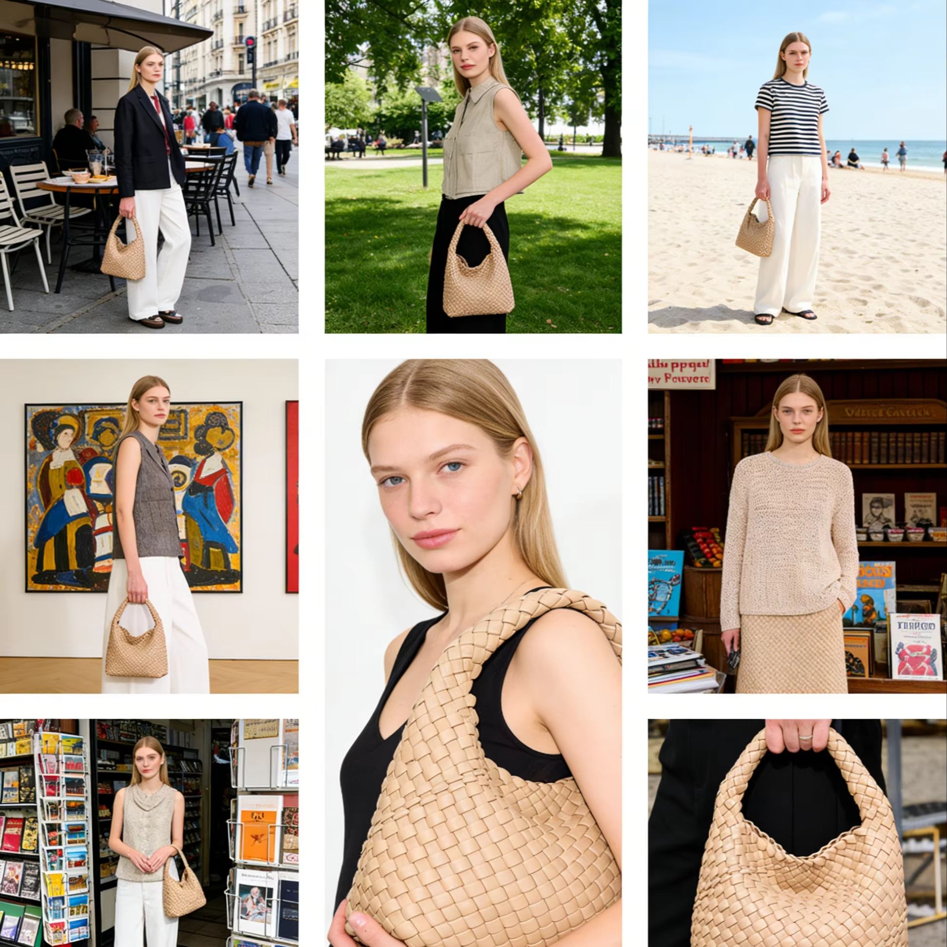 女性織りトートバッグ高級デザイナーハンドバッグ大容量ソフトシ - Travel Accessories Luxury のレビューと価格