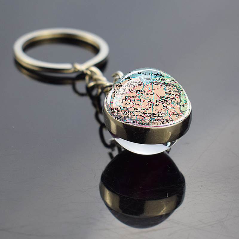 フランスのポーランドの国の地図,ガラス玉,キーホルダー,リン - Travel Accessories Italy のレビューと価格