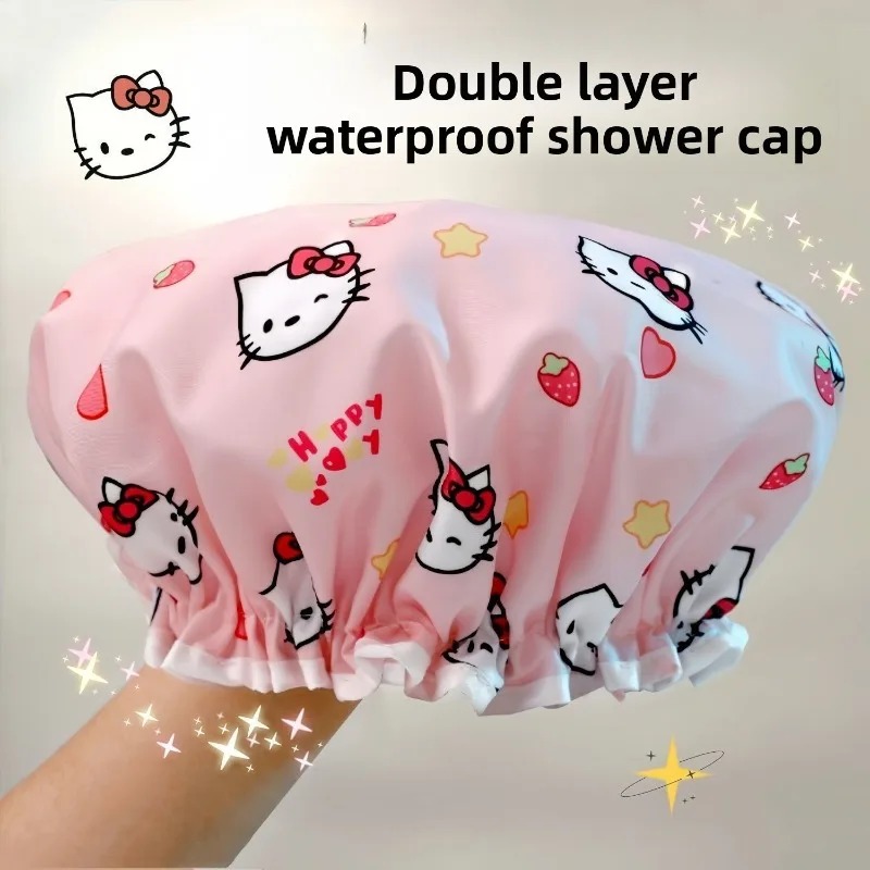 ハローキティプリント二重層防水シャワーキャップかわいい漫画再 - Travel Accessories Japan のレビューと価格