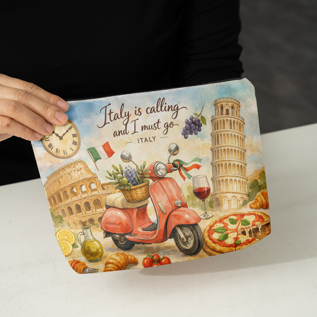 化粧品バッグ 1個、イタリア旅行をテーマにしたリネン製メイク - Travel Accessories Italy のレビューと価格