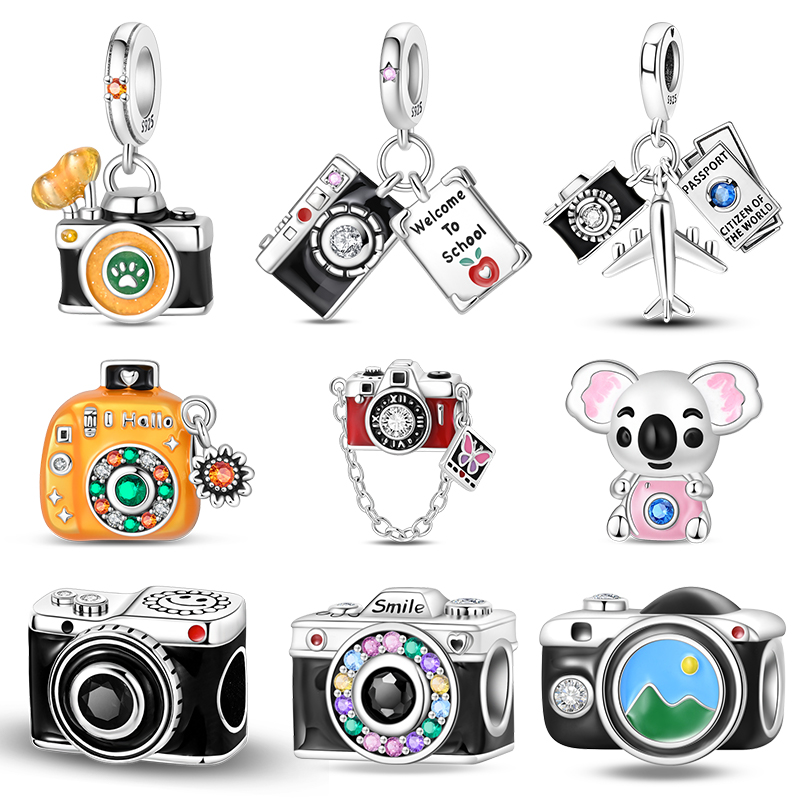 925スターリングシルバー製ヴィンテージカメラチャーム、CZ - Travel Accessories On Plane のレビューと価格