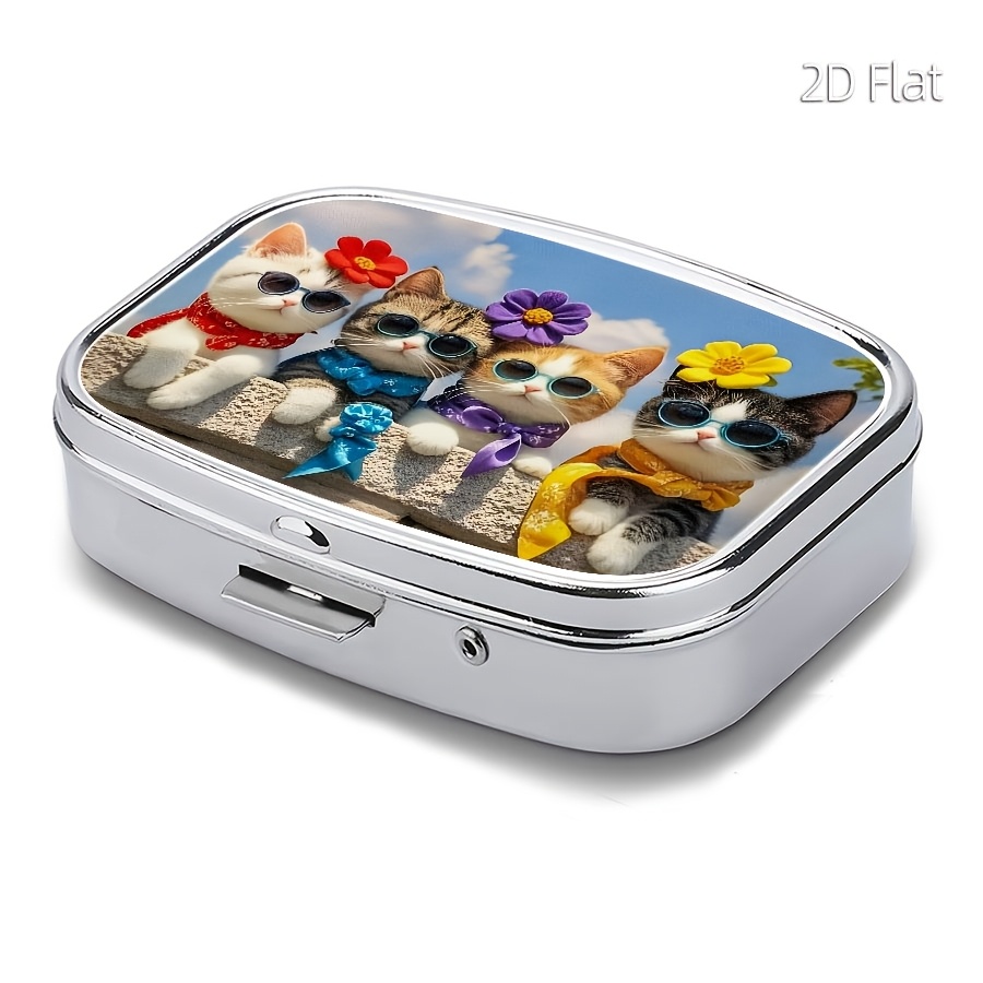 フラットデザイン、かわいい猫柄のピルケース。薬を収納するため - Travel Accessories As Gifts のレビューと価格