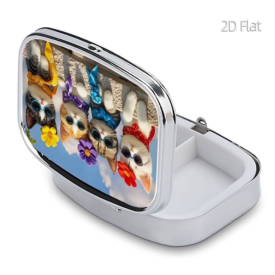 フラットデザイン、かわいい猫柄のピルケース。薬を収納するため - Travel Accessories As Gifts のレビューと価格
